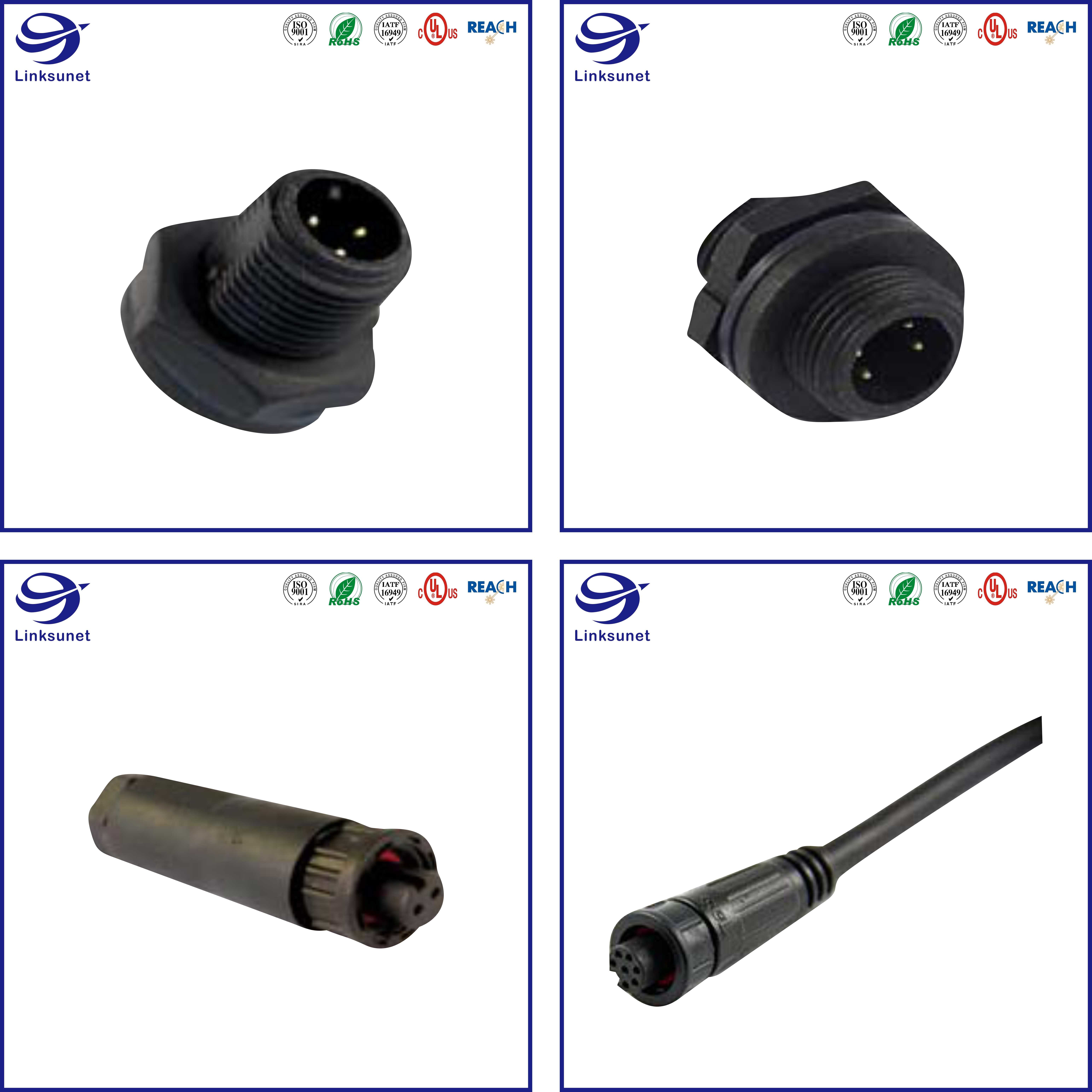 Mini Male and Female 2 - 8pin Waterproof Connector for Data Network Systems