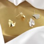 Lanciashow 925 Sterling Silver Studs Earrings Irregular Fine Jewellery