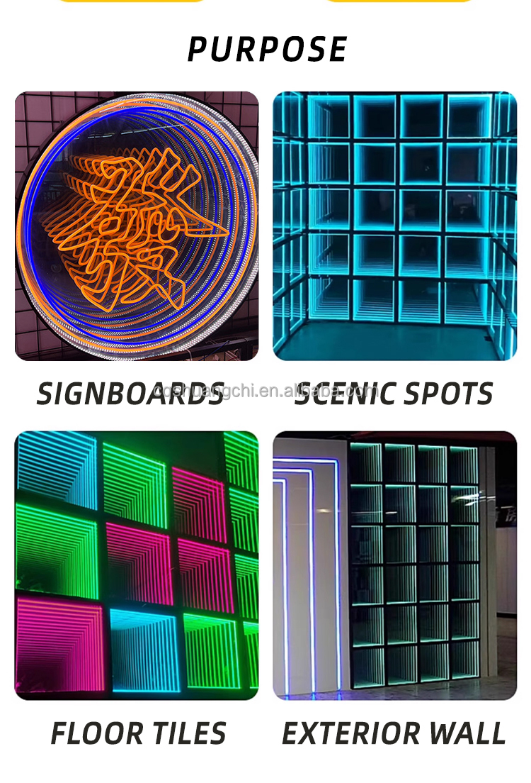 Customized Stainless Steel Infinity Glow Multi-Layer Effect Mirror LED 3D Neon Sign