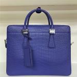 Authentic Crocodile Belly Skin Matt Finish Navy Blue Businessmen Briefcase Purse
