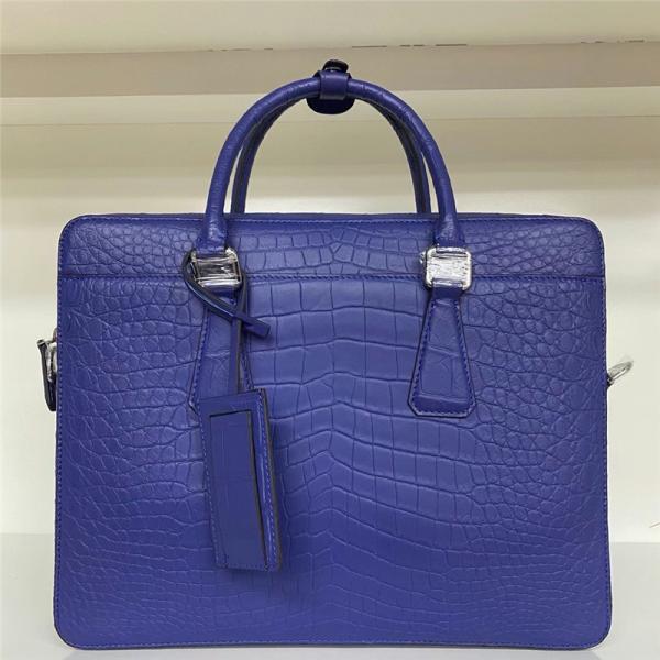 Authentic Crocodile Belly Skin Matt Finish Navy Blue Businessmen Briefcase Purse