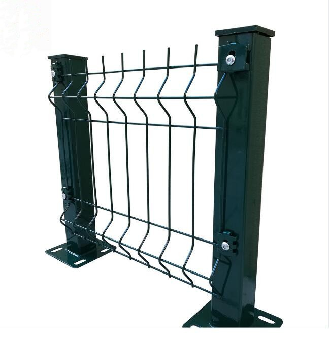 Square Hole Welded 3d Wire Mesh Fence Peach Type Column Anti Theft Guard Rail