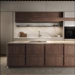 Classic Wood Kitchen Cabinet Affordable Price Customized Wood Grain Villa