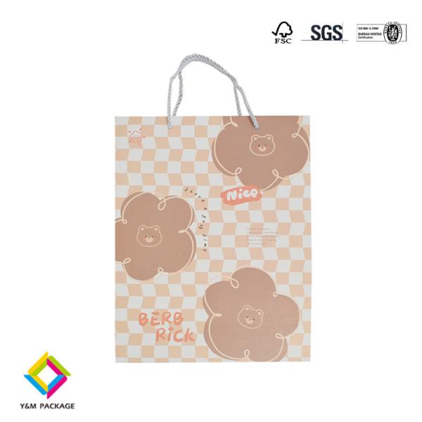 Buy cheap Creative Strawberry Fruit Graphics Cute Cartoon Gift Kraft Paper Tote Bag Birthday Event Party Paper Bags from wholesalers