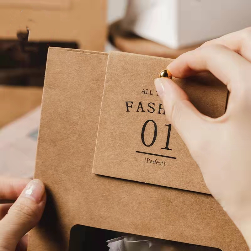 wholesale custom recycled flat bottom small food paper bag shopping packaging bag brown kraft paper bag with clear window