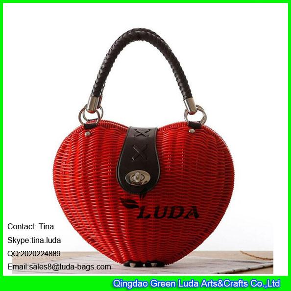 Buy cheap LUDA fashion heart shape rattan plaited woven shoulder bag cross body bag from wholesalers