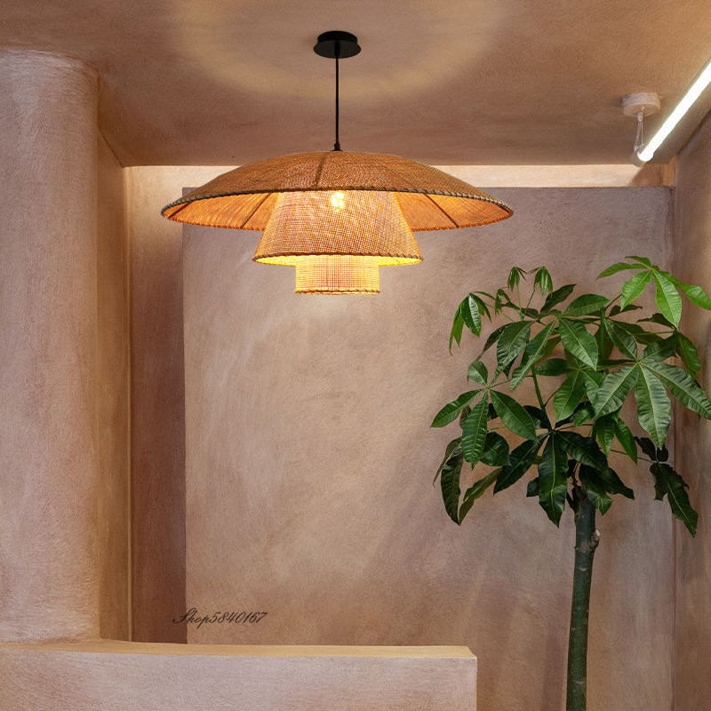 Vintage Rattan Lamp New Restaurant Pendant Lights Home Decor Dining Room Kitchen Loft Suspension lamp(WH-WP-73)