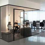 83MM Full View Office Partition Walls Aluminum Frame Fixed Glass Partition