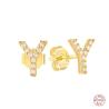 Buy cheap Fashion Sterling Silver A-z Alphabet Earrings 18k Gold Plated 925 Silver Letter Stud Earrings from wholesalers