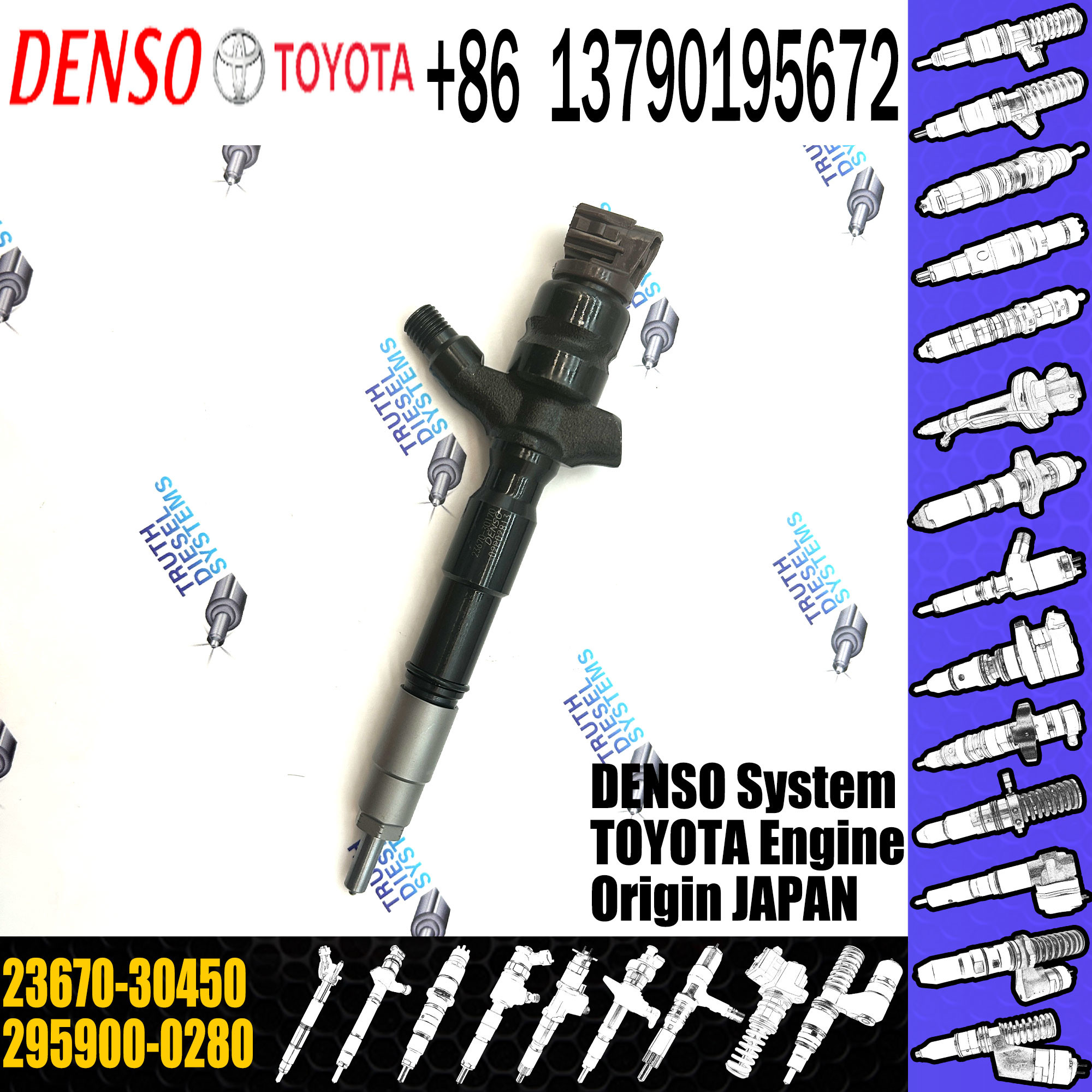 Injector 295900-0280 295900-0210 2367030450 23670-30450 for Toyota Hilux 2KD-FTV Euro V