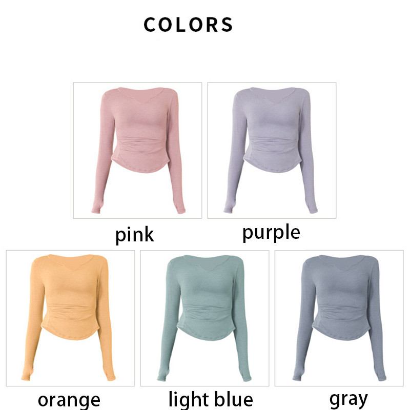 Nylon V Neck Running Top Nude Feeling Gym Long Sleeve Womens Workout Top