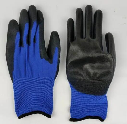 Buy cheap Blue Black PU Coated Gloves 18 Gauge PU Palm Dip Gloves Ultra Thin from wholesalers