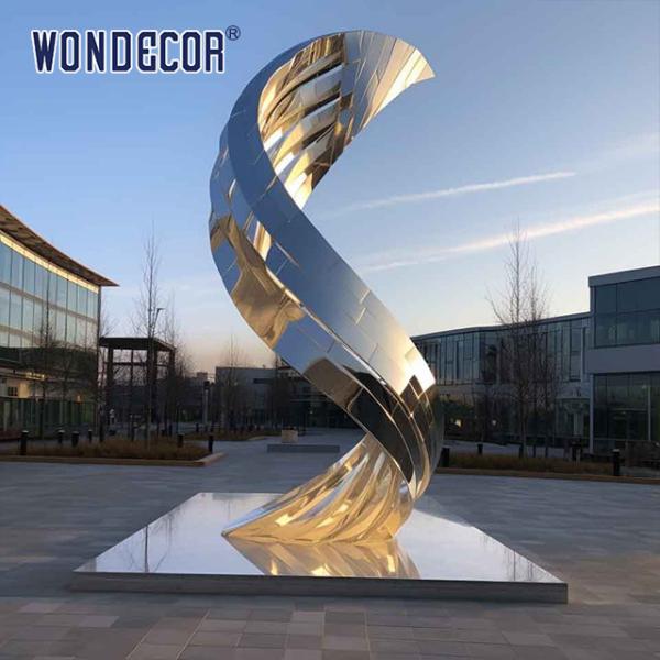 Buy cheap Modern Garden Mirror Metal Ribbon Art LED Light Stainless Steel Sculpture from wholesalers
