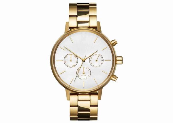 Buy cheap Gold plating stainless steel chronograph watches singapore movement watch from wholesalers