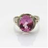 Buy cheap White Gold Plated 925 Silver with 9mmx11mm Pink Cubic Zirconia Ring(R166) from wholesalers