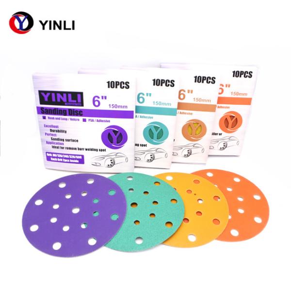 Buy cheap 6 Inch 17 Holes PET Film Round Sandpaper Sandpaper Set Hook And Loop Sanding Disc from wholesalers