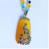 Buy cheap 925 Silver Enamel Yellow Chalcedony Pendant Lapis Lazuli Beads Strand Necklace (XH057272) from wholesalers