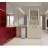 Buy cheap Beige And Red Accents Stainless Steel Full-Height Bedroom Wardrobe Cabinet from wholesalers