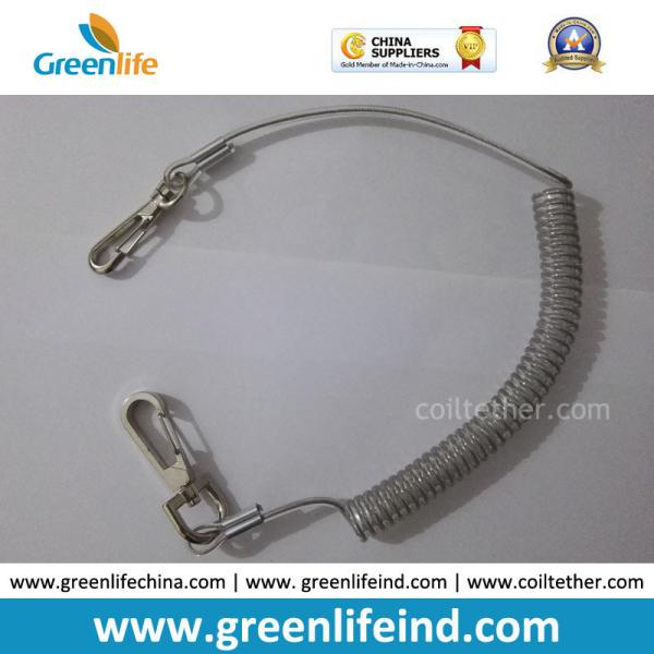 Buy cheap Transparent Clear Plastic PU Stainless Steel Core Coiled Tether Rope from wholesalers