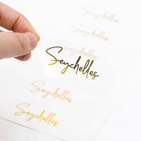 Buy cheap Clear Gold Foil Waterproof Plastic Stickers Self Adhesive Vinyl Transparent Logo product