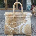 Beige Marble Bag Sculpture Stone Luxury Famous Brand Handbag Life Size Shopping
