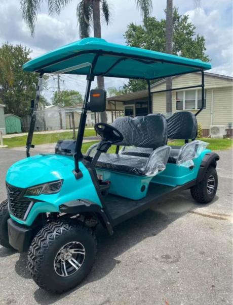 Blue 4-Seater Front-Facing Hunting Electric Golf Cart 72v 150ah Lithium Battery