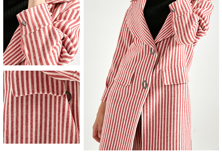 Long Big Lapel Women's Casual Winter Coats , Woolen Overcoat For Ladies
