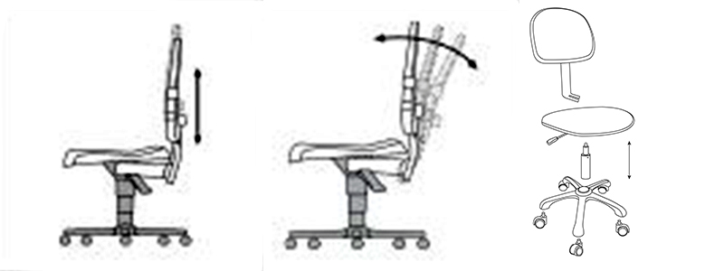 Nylon Castor Purple Cleanroom Armrest ESD Safe Chairs