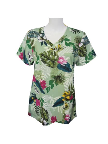 Buy cheap Four Way Stretch Printed Scrub Tops 95% Polyester 5% Spandex from wholesalers