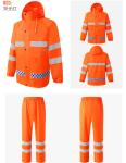 Reflective PPE Safety Wear Waterproof Double Layer Adult Split Raincoat Overalls