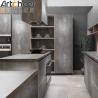 Buy cheap Modern Kitchen Furniture with Dark Grey Marble Look Finish and Flat Edge Countertop from wholesalers