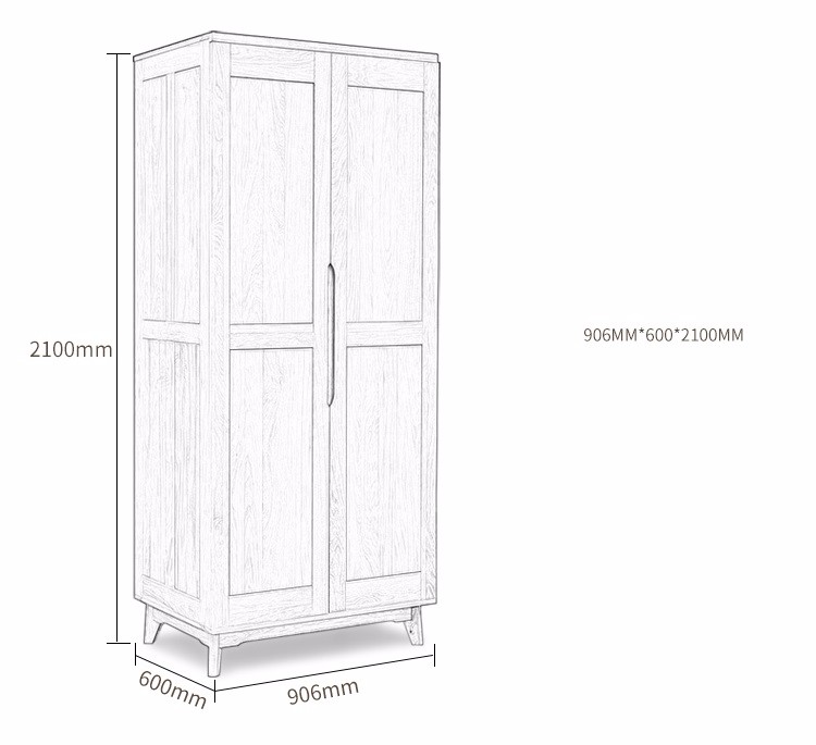 New Modern Simple Wooden Clothes Double Doors Wardrobe Design Furniture Bedroom