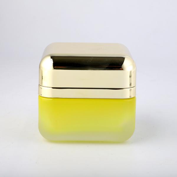 Buy cheap Yellow Matte 50g Frosted Glass Jar Personal Care Empty Container from wholesalers