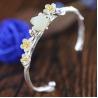 Buy cheap Sterling Silver Natural Jade Culptured Flower Gold Plated Women Bracelet(049924) from wholesalers