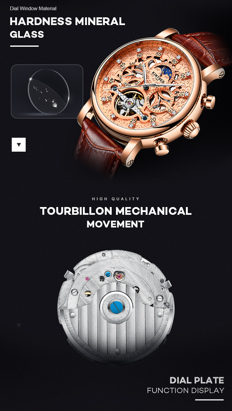 Luxury brand automatic mechanical movement genuine leather men charm wrist waterproof watch