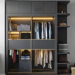 Bedroom Furniture Cloth Wardrobe MDF Sliding Door Storage Wardrobe Closet