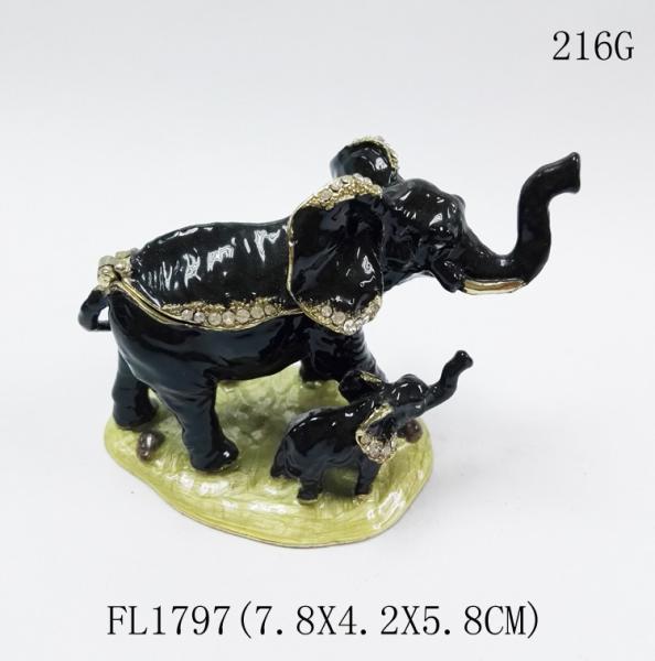 Buy cheap Decorative Metal Alloy Elephant Jewelry Trinket Box elephant shaped jewelry box for promotional gift from wholesalers