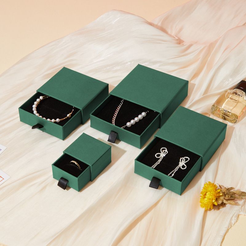 Custom Luxury Black Jewelry Packaging Paper Necklace Ring Earring Boxes Lid and Base Jewellery Set Case Cardboard Gift Box with Foam Insert