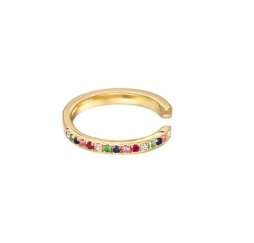Buy cheap Women's Classic Rainbow Pave Setting Cubic Zircon 925 Sterling Silver Ear Cuff Jewelry from wholesalers