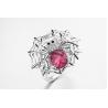 Buy cheap Round Blue Gemstone Rings With Rhodium Plating Womens 925 Silver Jewelry from wholesalers