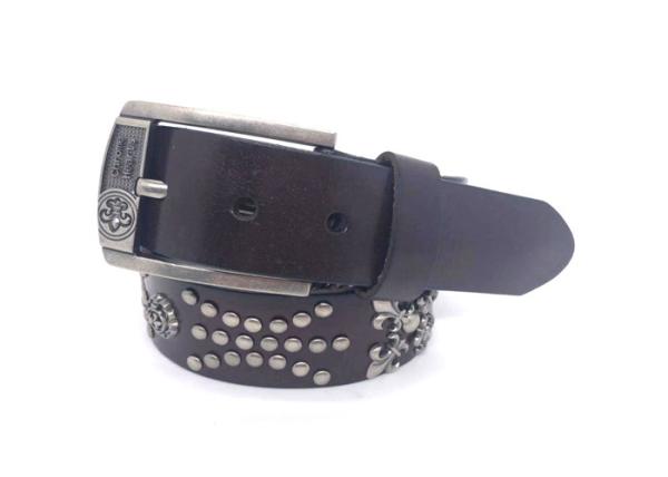 Casual Cowhide Mens Leather Studded Belt For Jeans / Punk Rock Rivets Belt With