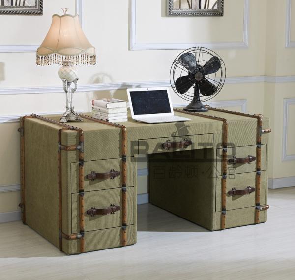 Buy cheap classical old style antique green canvas fabric home office desk furniture from wholesalers