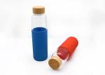 Custom Unbreakable Glass Water Bottle Bamboo Glass Water Bottle With Silicone