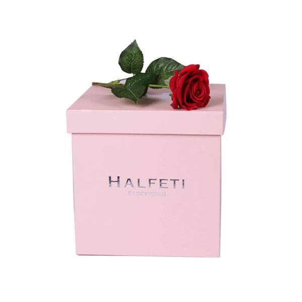 Buy cheap Square Pink Flower Packing Chipboard Gift Boxes With Logo Silver Foiled from wholesalers