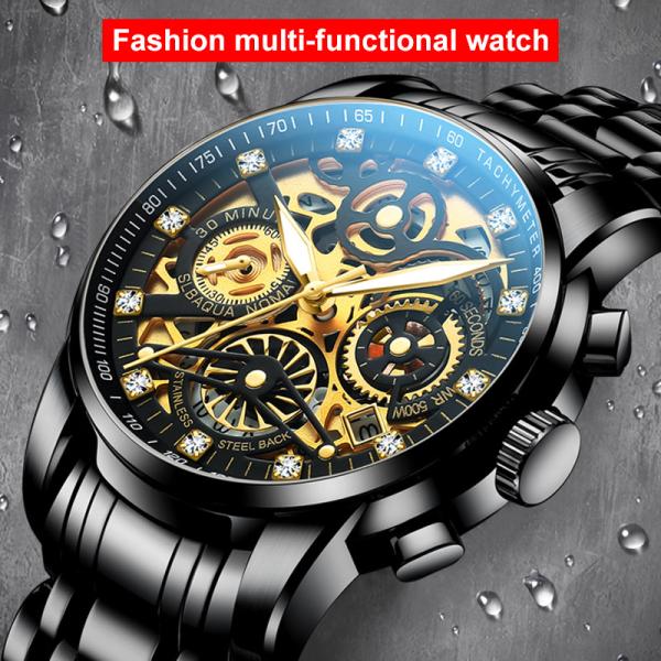 Buy cheap 2022 Fashion Multifunctional Stainless Steel Waterproof 3ATM Quartz Watch For Men from wholesalers