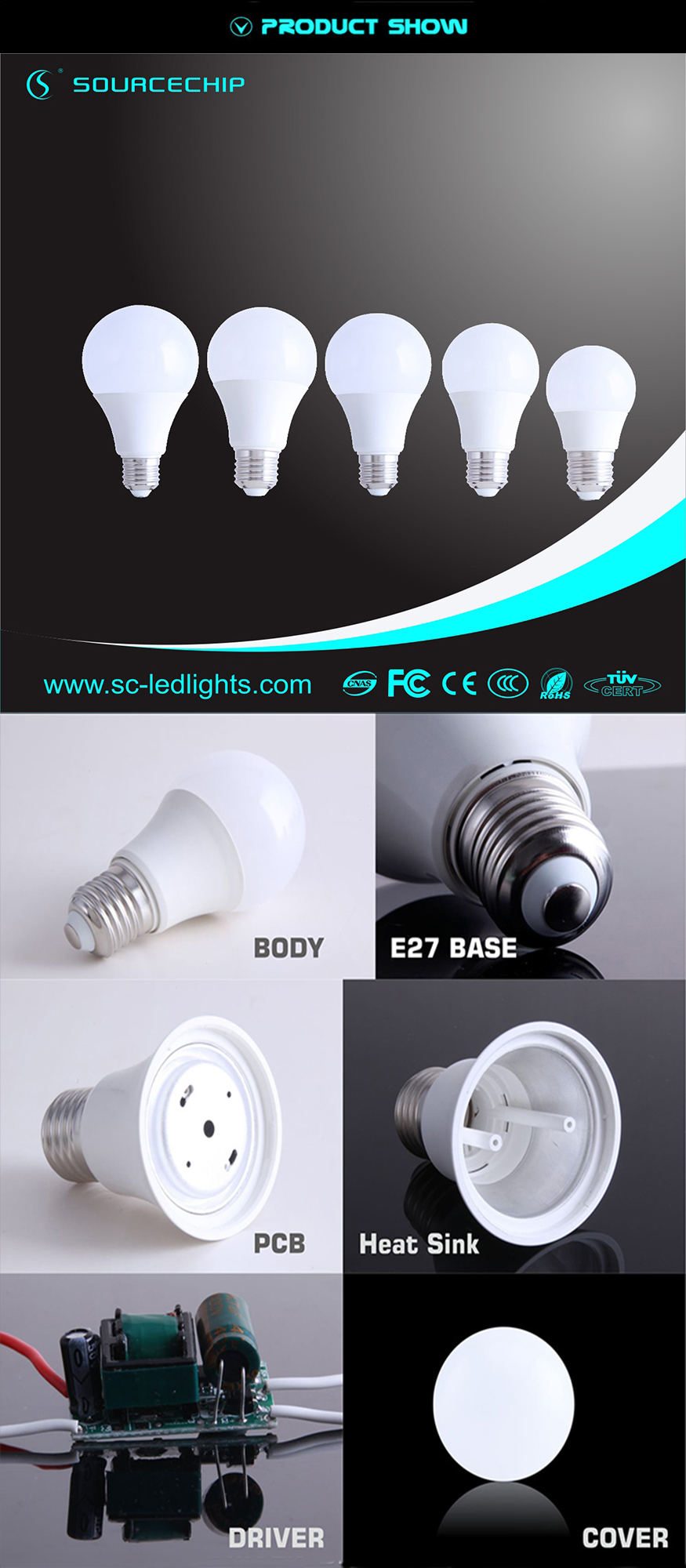 Samsung SMD5630 chip 5W led bulb e27