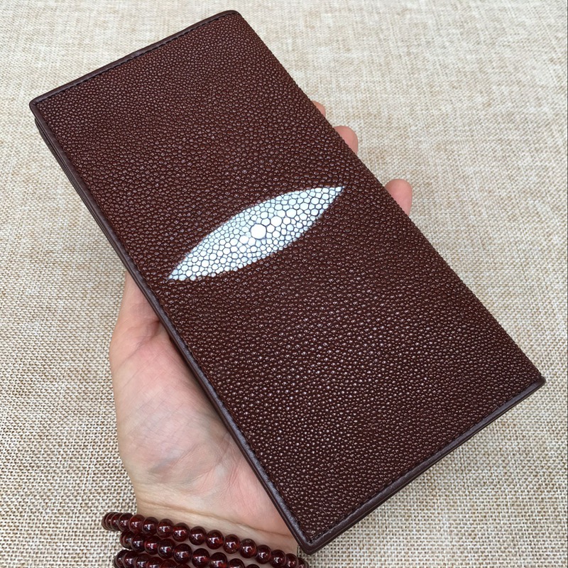 Unisex Style Authentic Stingray Skin Women Men Slim Bifold Wallet Card Bag Genuine Leather Female Male Thin Clutch Purse