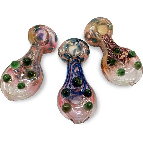 Buy cheap 1 Ball Glass Hand Pipes 90g Hand Pyrex Pipe Fumed Wig Wag Raised Swirl 4Inch from wholesalers