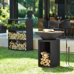 Rusted Height 100cm Corten Steel Fire Pit Outdoor With Wood Storage