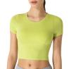 Buy cheap Navel Exposed Short Sleeve Ladies Yoga Tops XL 2XL Skin Friendly from wholesalers
